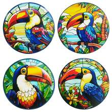 1個金屬巨嘴鳥鐵工藝家居裝飾禮品,圓形鐵盤,帶有巨嘴鳥設計的鐵掛飾 - 彩色 - 查看 6