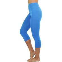 ToBeInStyle Women's Colorful Elastic Capri Length Leggings - High-waisted - Turquoise - View 3