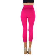 ToBeInStyle Women's Colorful Elastic Capri Length Leggings - 寬腰帶 - 紫紅色 - 查看 3