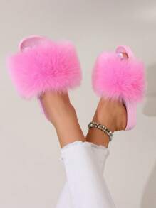 Women's Summer Slippers - Plush Beach Solid Color Long Knitted Anti-Skid Bottom Indoor/Outdoor Slippers