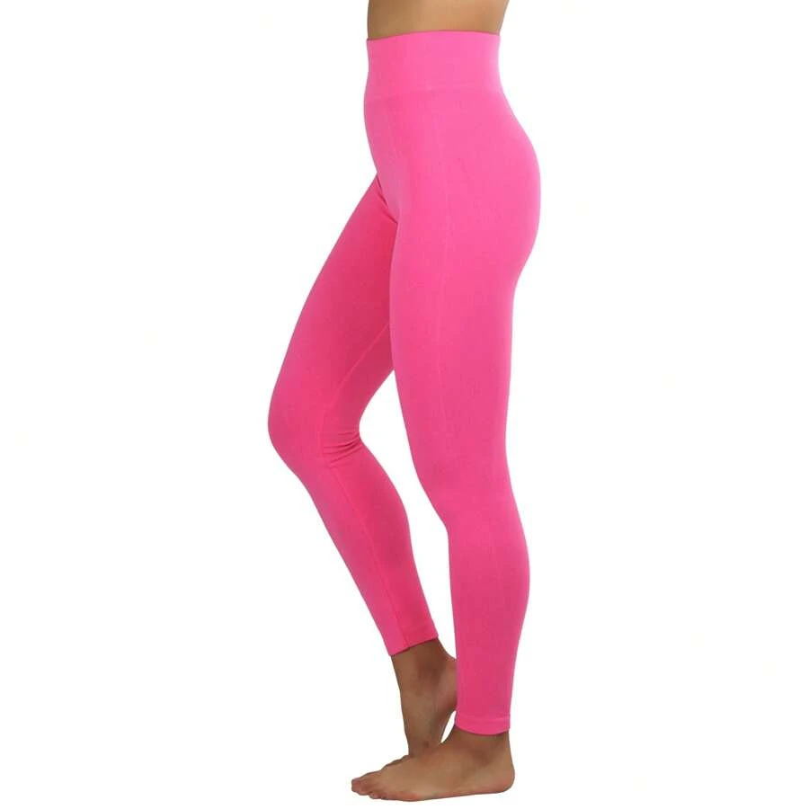 ToBeInStyle Women's Colorful Elastic Full Length Leggings - Peace Print - Hot Pink - View 1