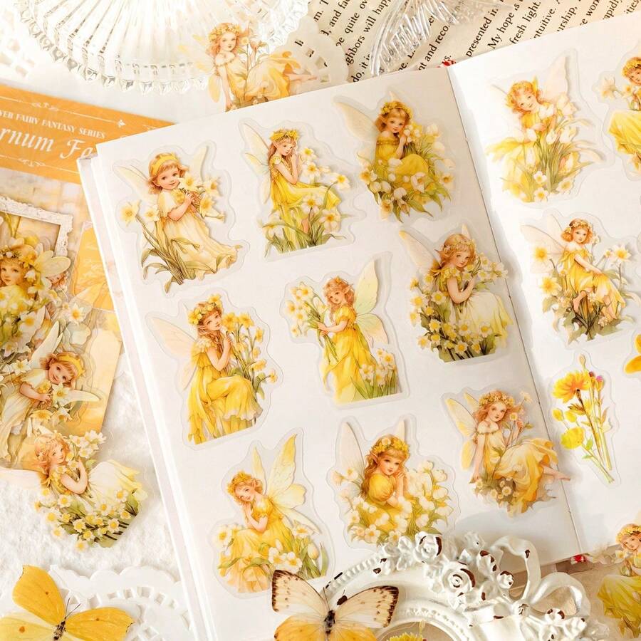 40入組/包復古蝴蝶仙女主題diy相簿裝飾貼紙,適用於相簿和日記 - 彩色 - 查看 1
