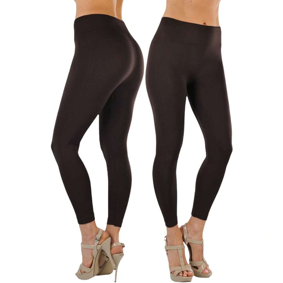 ToBeInStyle Women's Colorful Elastic Capri Length Leggings - 27" 高腰 - 棕色 - 查看 1