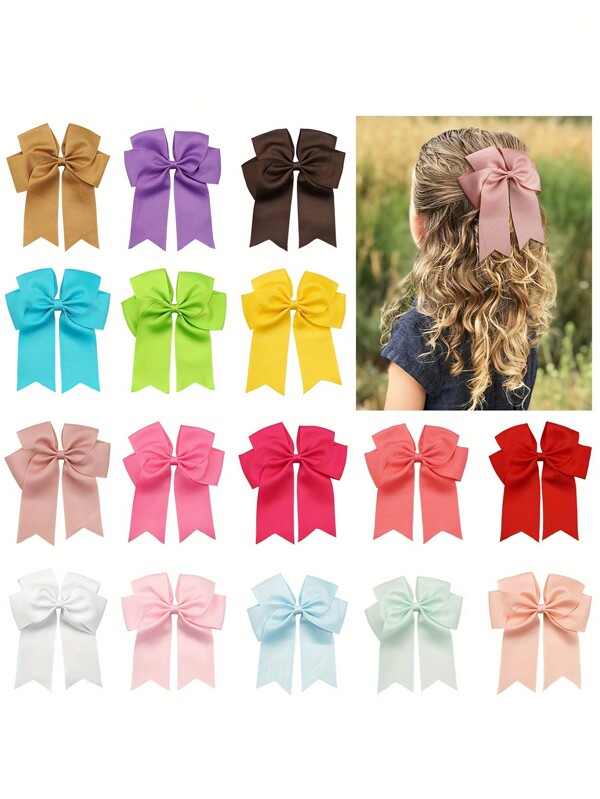 20pcs Child Solid Color Long Hair Clip, Kids' Candy-Colored Hair Accessories