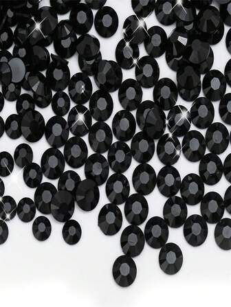 2000 piezas de 3-6mm Rhinestones de resina negros planos, gemas de gelatina redondas, adecuados para hacer accesorios, zapatos, ropa, cosméticos, bolsos, decoraciones, etc.