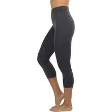 ToBeInStyle Women's Colorful Elastic Capri Length Leggings - 高腰 - 炭灰色 - 查看 3