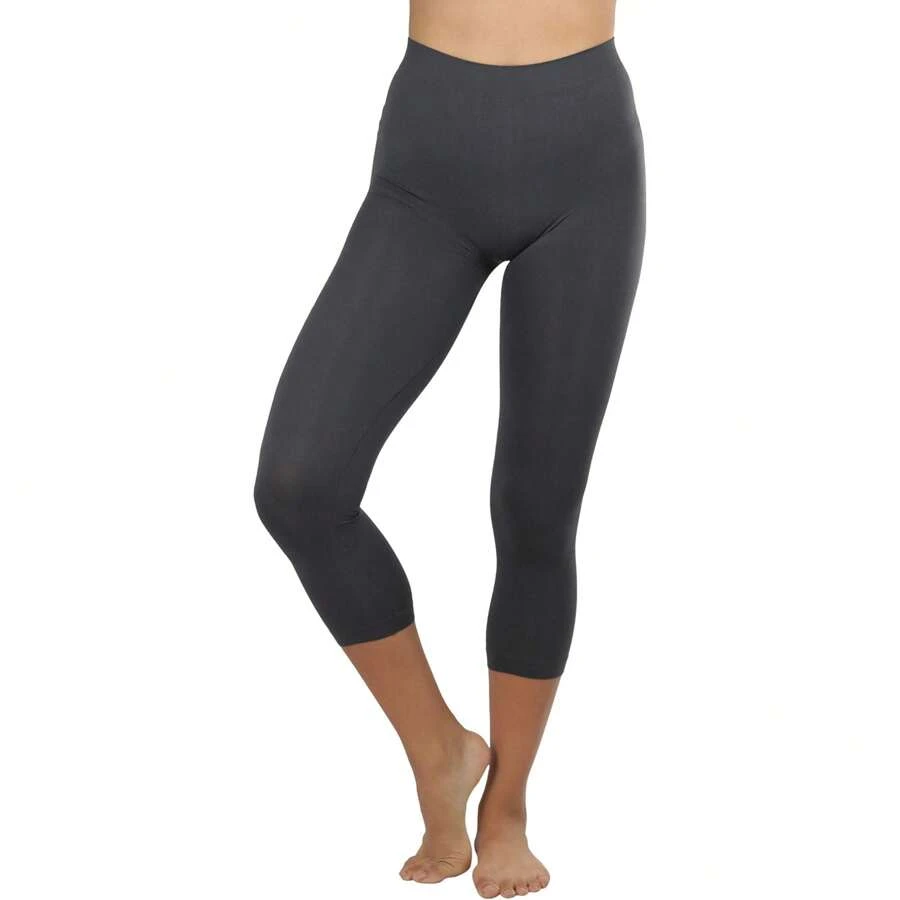 ToBeInStyle Women's Colorful Elastic Capri Length Leggings - 高腰 - 炭灰色 - 查看 1