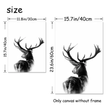 1張帆布海報,現代極簡鹿印花鹿角牆藝術品,狩獵裝飾黑白森林鹿藝術客廳牆裝飾,臥室牆裝飾,家居房間裝飾,理想禮物,防水畫（不含框） - 黑與白 - 查看 5