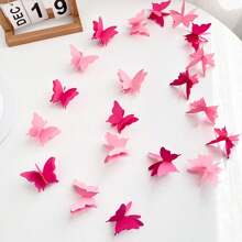 16pcs/Set Butterfly Hanging Decoration String, Wedding Backdrop Curtain Decor, Bedroom Wall Decor, Valentine's Day Ornament - Multicolor - View 1