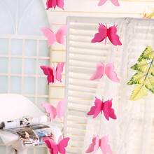 16pcs/Set Butterfly Hanging Decoration String, Wedding Backdrop Curtain Decor, Bedroom Wall Decor, Valentine's Day Ornament - Multicolor - View 6