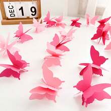 16pcs/Set Butterfly Hanging Decoration String, Wedding Backdrop Curtain Decor, Bedroom Wall Decor, Valentine's Day Ornament - Multicolor - View 5