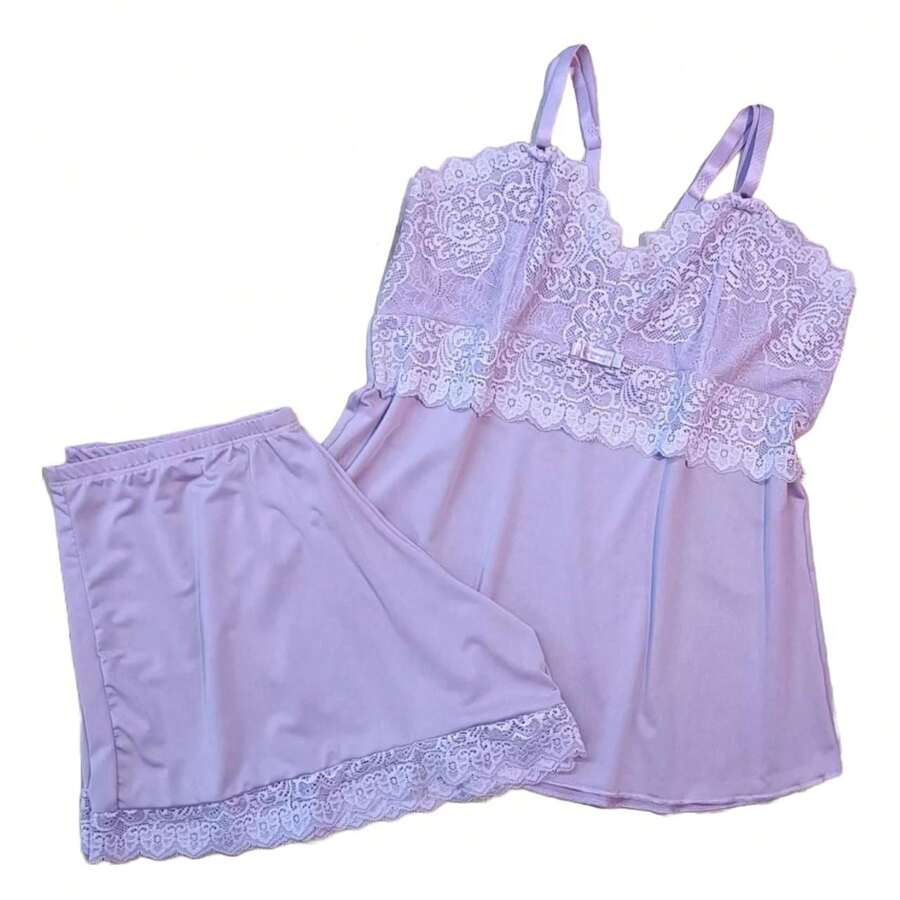 Women Pajama Sets - 紫丁香色 - 查看 1