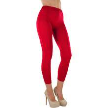 ToBeInStyle Women's Colorful Elastic Full Length Leggings - Rhinestone Ruched - Red - View 5