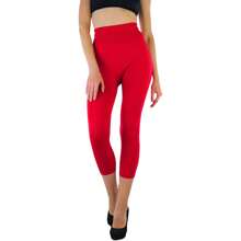 ToBeInStyle Women's Colorful Elastic Capri Length Leggings - Wide Waistband - Red - View 2