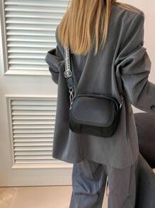 New Arrival Simple & Versatile Multi-Layered Mobile Phone Bag With Wide Strap, Mini Crossbody Bag