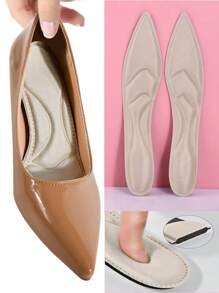 QKC 1 par de plantillas suaves y cómodas para tacones altos con punta puntiaguda, anti-dolor y recortables, para tacones de mujer, zapatos de mujer, tacones de gatito - Beis - Ver 5