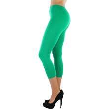 ToBeInStyle Women's Colorful Elastic Capri Length Leggings - 無縫-綠色 - 查看 3