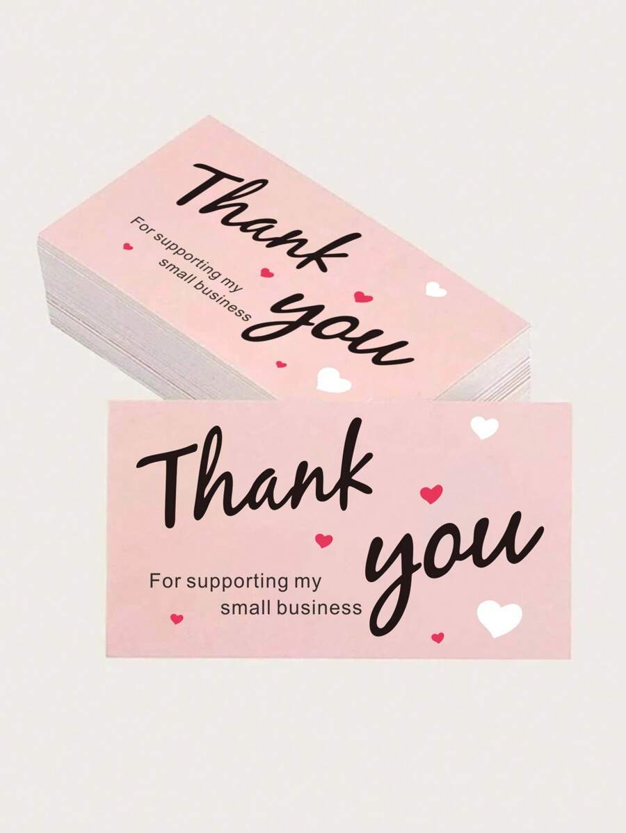 30/50/100 tấm Cảm ơn bạn đã ủng hộ Thẻ doanh nghiệp nhỏ của tôi Thẻ quà tặng có hình trái tim và khẩu hiệu, Thẻ quà tặng in chữ và trái tim hiện đại cho bữa tiệc, Thẻ chúc mừng giấy ngày lễ, Bưu thiếp có hình khẩu hiệu cho ngày lễ, bữa tiệc,