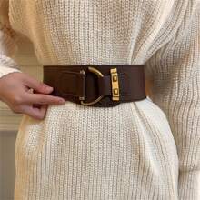 1pc Women's Coffee-Colored Waist Belt For Decorated Coat/Blazer, Elastic & Stretchy Without Holes, Fashionable Retro & Unique Design, Suitable For Daily Wear Halloween Summer, School