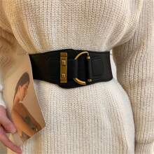 1pc Women's Coffee-Colored Waist Belt For Decorated Coat/Blazer, Elastic & Stretchy Without Holes, Fashionable Retro & Unique Design, Suitable For Daily Wear Halloween Summer, School