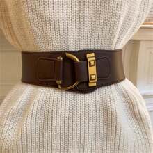 1pc Women's Coffee-Colored Waist Belt For Decorated Coat/Blazer, Elastic & Stretchy Without Holes, Fashionable Retro & Unique Design, Suitable For Daily Wear Halloween Summer, School
