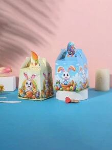 10 件/50 件/包复活节派对礼品盒，兔子和鸡蛋 3D 盒 - 米色 - 查看 6