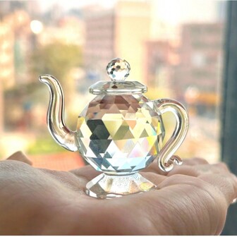 1pc Crystal Teapot Figurine, Chinese Collection Ornament, Home Office Decor, Cute Ornament, Home Living Room Bar Cafe Decor Ornament, Room Decor, Tabletop Display Ornament Best Gifts Birthday Graduation