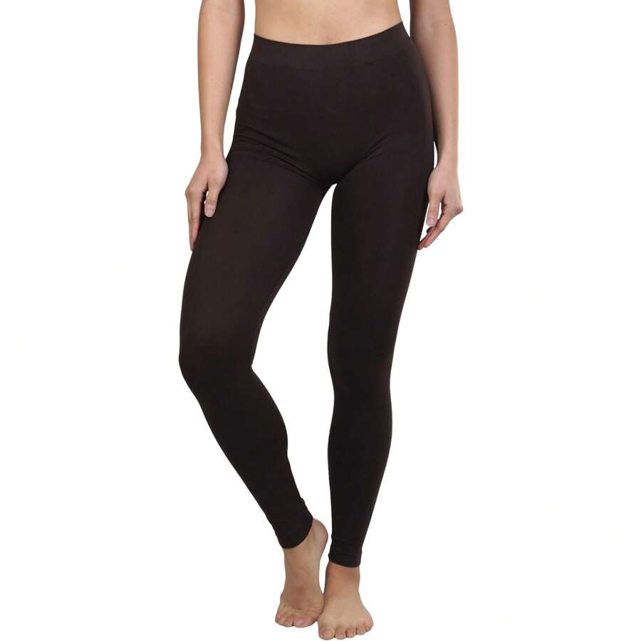 ToBeInStyle Women's Colorful Elastic Full Length Leggings - Full Length - Brown - View 1