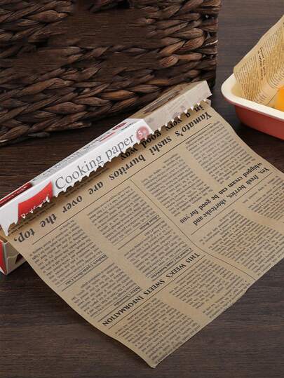 1 Rolle Kaffee Retro Zeitungsdruck Backöl Papier, Grillbrot Blätter Kochpapier Anti-Haft Lebensmittelverpackung, Schneiden Sie es zu jede Größe Backwerkzeuge Küchenzubehör Luftfritteuse Küchen-Luftfritteuse-Liner Luftfritteuse Papier Luftfrittierer Luftfräser