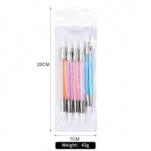 5PCS Dual-Ended Nail Art Sculpture Pen 5 Pcs Nail Art Sculpture Pen Dual Tipped Silicone Nail Tool Nail Art Acrylic Pen Silicone Brushes For Resin Nail Art Tools For Design Nail Foil Carving Drawing Effect Shaping Drawing - Multicolor - View 8