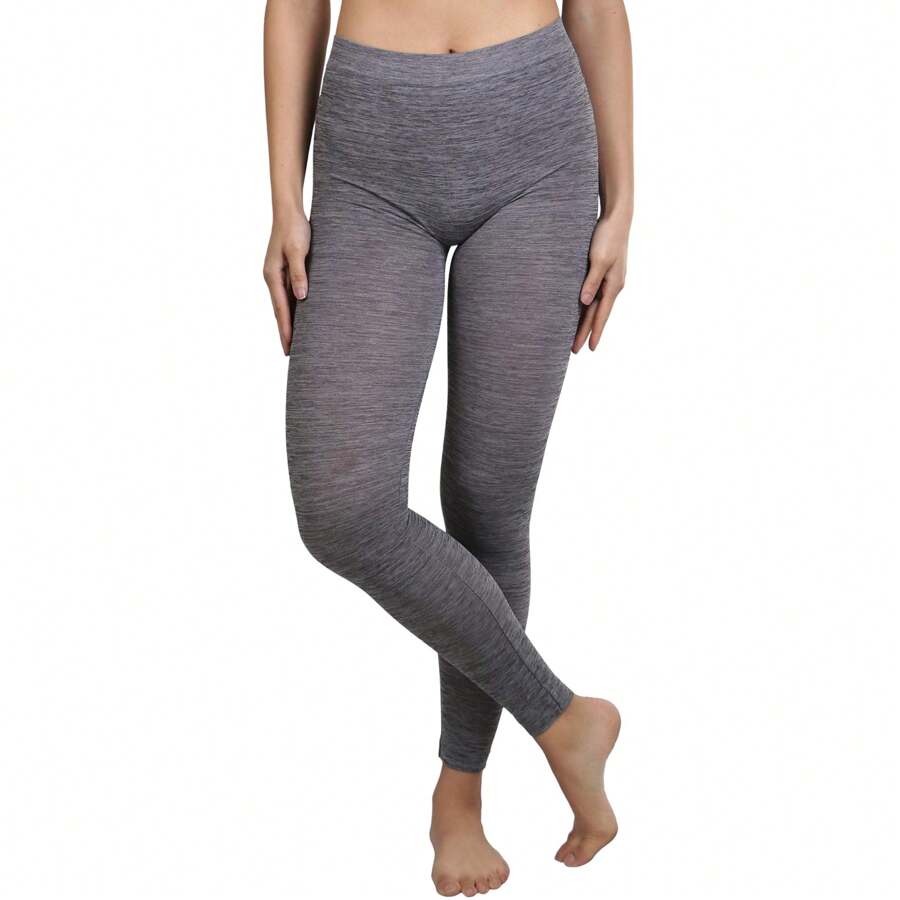 ToBeInStyle Women's Colorful Elastic Full Length Leggings - Heathered - Brown - View 1
