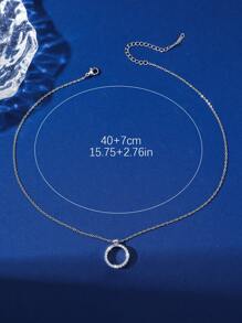 Hihho 1 Miếng Zirconia Dát Mặt dây chuyền hình tròn Dây chuyền Đối với phụ nữ , Tuyệt đẹp Đồ trang sức , Quà tặng hẹn hò - Bạc - Xem 5