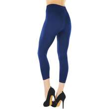 ToBeInStyle Women's Colorful Elastic Capri Length Leggings - 27" 高腰 - 海軍藍 - 查看 5