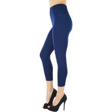 ToBeInStyle Women's Colorful Elastic Capri Length Leggings - 27" 高腰 - 海軍藍 - 查看 3