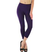 ToBeInStyle Women's Colorful Elastic Capri Length Leggings - 高腰-紫色 - 查看 4