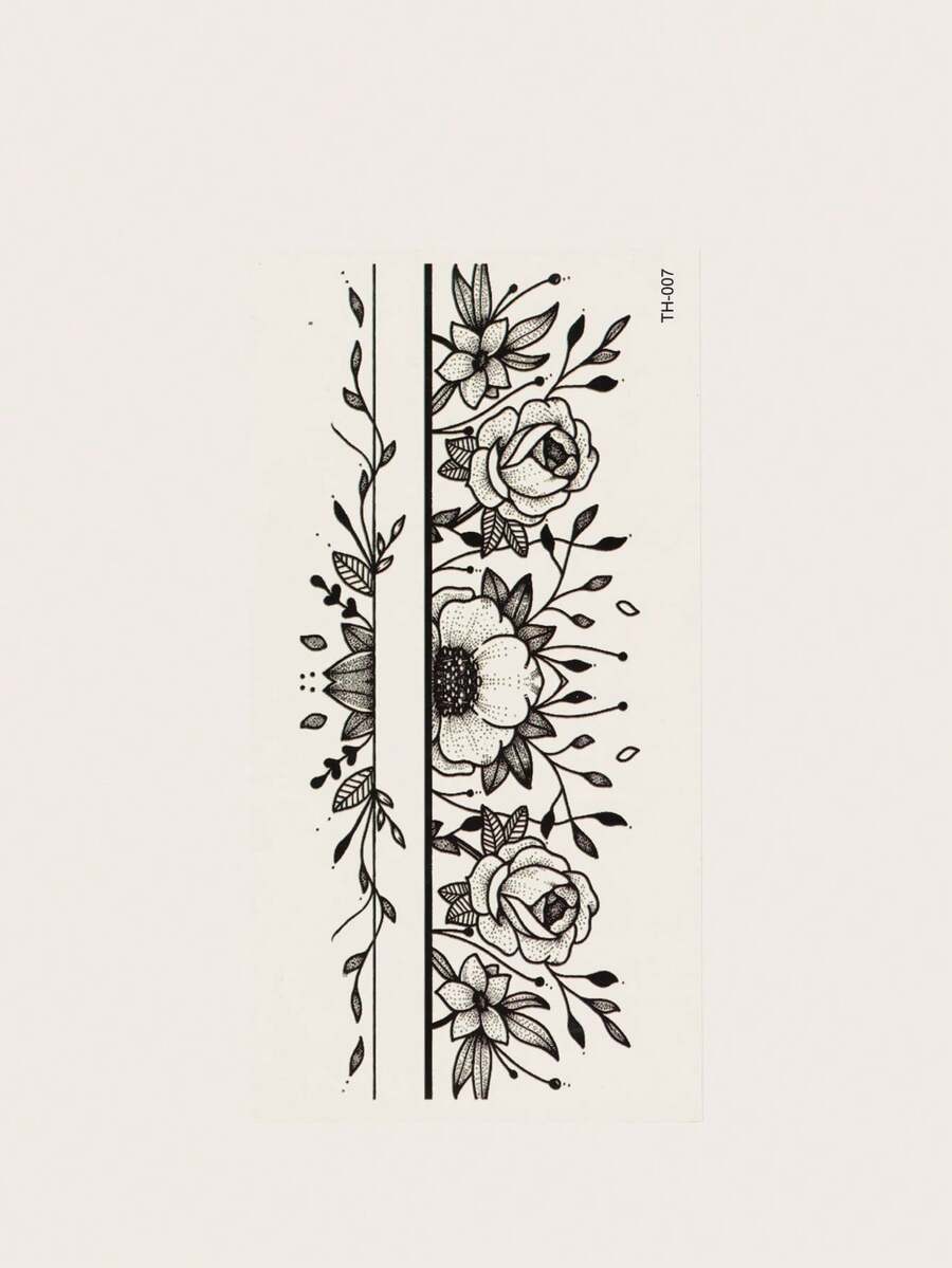 1sheet Waterproof Temporary Tattoo Sticker, Including Rose & Bracelet