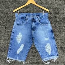 Men Denim Shorts - 藍色 - 查看 1