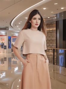 Women Two-Piece Outfits - Beige - View 5