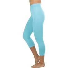 ToBeInStyle Women's Colorful Elastic Capri Length Leggings - 高腰 - 水色 - 查看 3