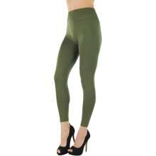 ToBeInStyle Women's Colorful Elastic Capri Length Leggings - 27" High-waisted - Olive - View 3