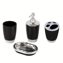 4/6pcs Bathroom Accessory Set, Includes Lotion Dispenser, Toilet Brush, Soap Dish, Mouthwash Cup, Trash Can And Toothbrush Holder, Suitable For Bathroom Decoration, Housewarming Gift Set Bathroom Accessories Bathroom Organizer Summer Back To School