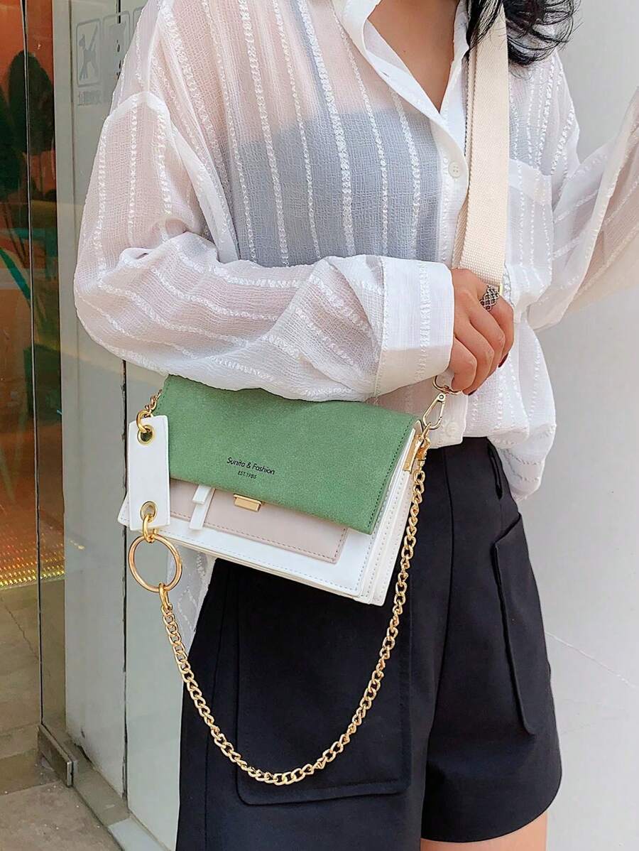 2 Ways To Wear Crossbody Bag With ColorBlocked Shoulder Strap SHEIN UK