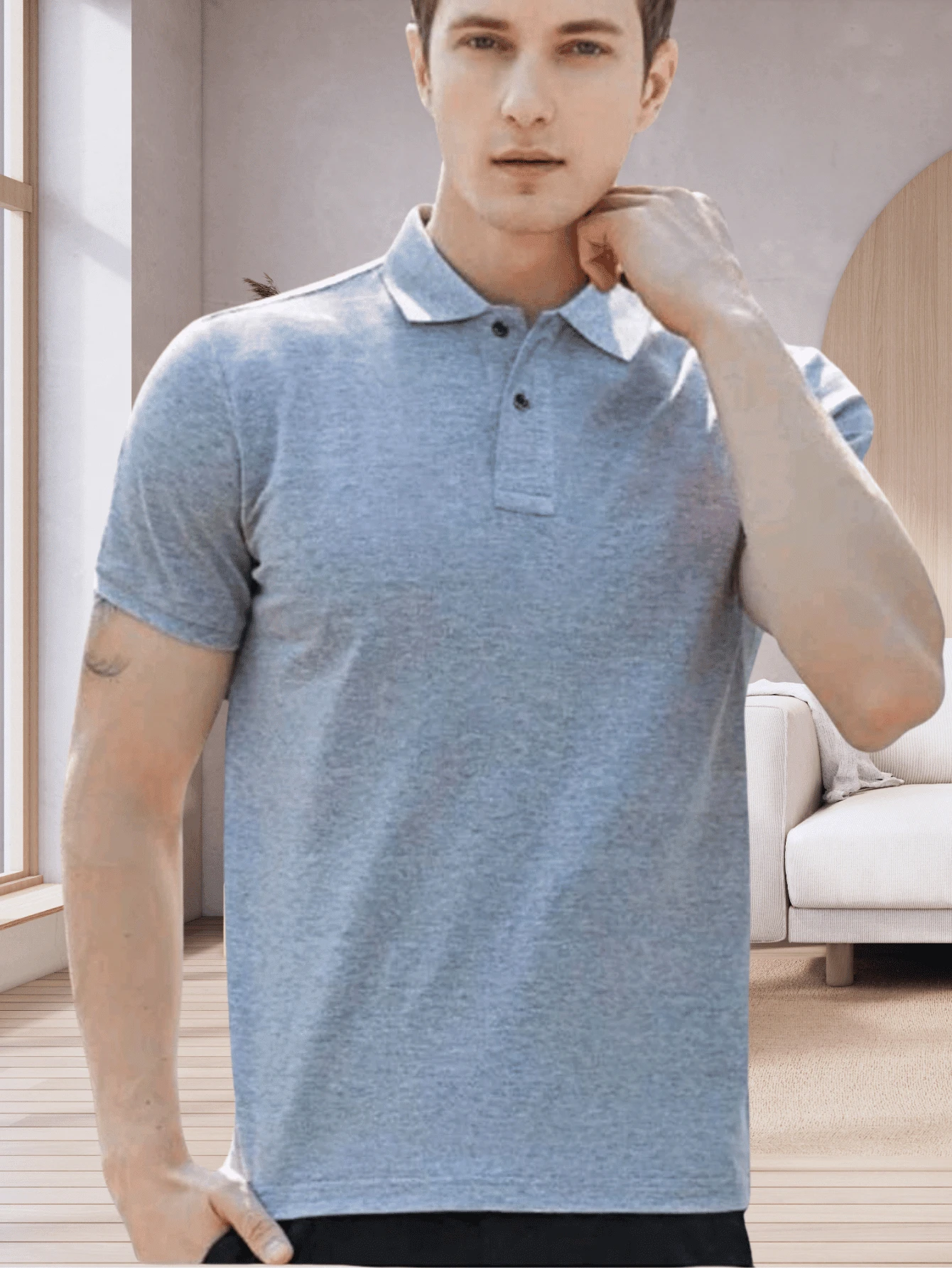 Men Polo Shirts - 灰色 - 查看 1