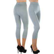 ToBeInStyle Women's Colorful Elastic Capri Length Leggings - 寬腰帶-灰色 - 查看 1
