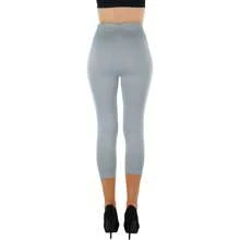ToBeInStyle Women's Colorful Elastic Capri Length Leggings - 寬腰帶-灰色 - 查看 3