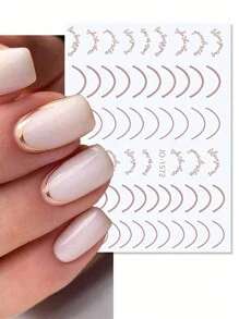 Hình dán móng tay hình lưỡi liềm ánh kim, 1 miếng, họa tiết dây vàng và đường cong sọc để trang trí móng tay, đồ dùng làm móng DIY. - Nhiều màu - Xem 8
