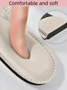 QKC 1 par de plantillas suaves y cómodas para tacones altos con punta puntiaguda, anti-dolor y recortables, para tacones de mujer, zapatos de mujer, tacones de gatito - Beis - Ver 2