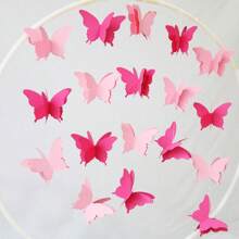 16pcs/Set Butterfly Hanging Decoration String, Wedding Backdrop Curtain Decor, Bedroom Wall Decor, Valentine's Day Ornament - Multicolor - View 4