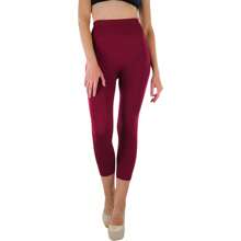 ToBeInStyle Women's Colorful Elastic Capri Length Leggings - Wide Waistband - Burgundy - View 5