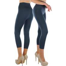 ToBeInStyle Women's Colorful Elastic Capri Length Leggings - 寬腰帶 - 木炭色 - 查看 1